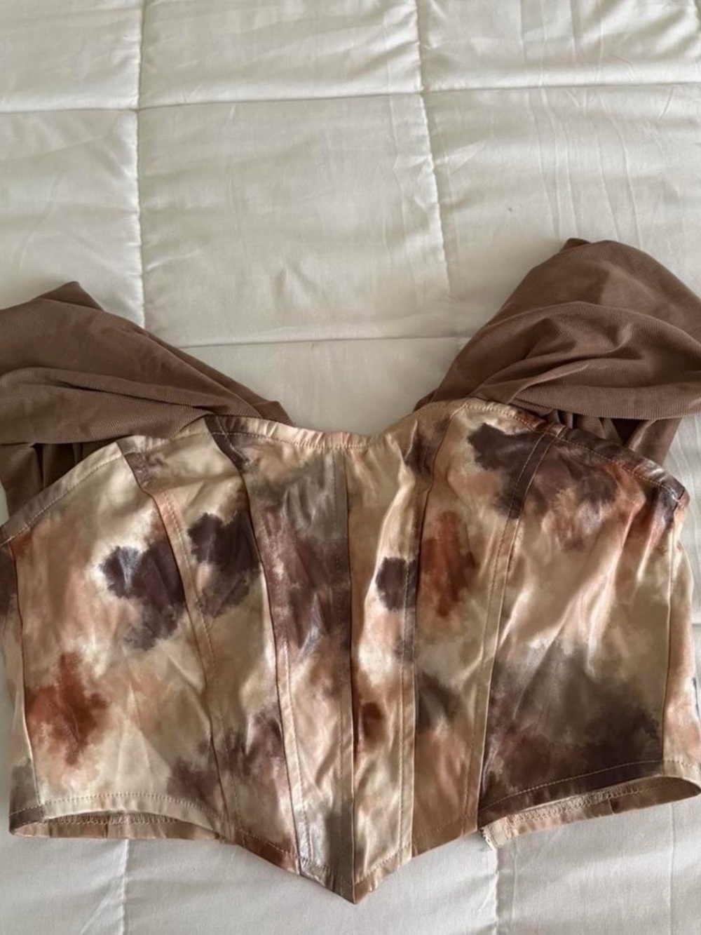 Women's Brown Tie-Dye Bustier Top